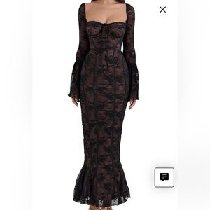 House of CB Delilah Long Sleeve Lace Overlay Mermaid Dress